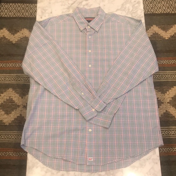 Vineyard Vines Other - Vineyard Vines Blue/Green/Pink Check Murray Shirt